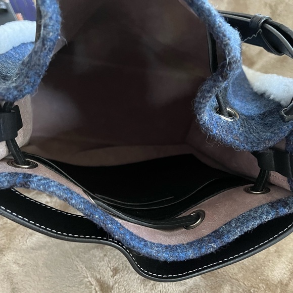 JW Anderson Harris Tweed Blue Plaid Women's Shoulder Bag - Picture 9 of 12